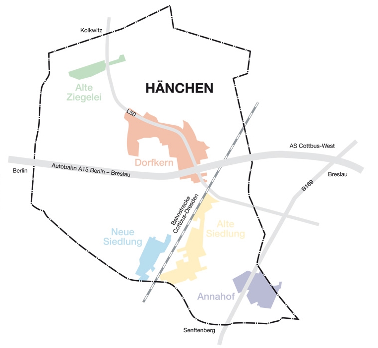 Karte Hänchen mit Siedlungsbereichen